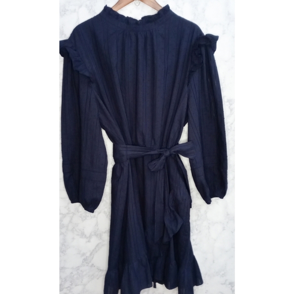 Sugarlips Dresses & Skirts - NWT Sugar + Lips Plus Navy Blue Ruffle Long Sleeve Dress